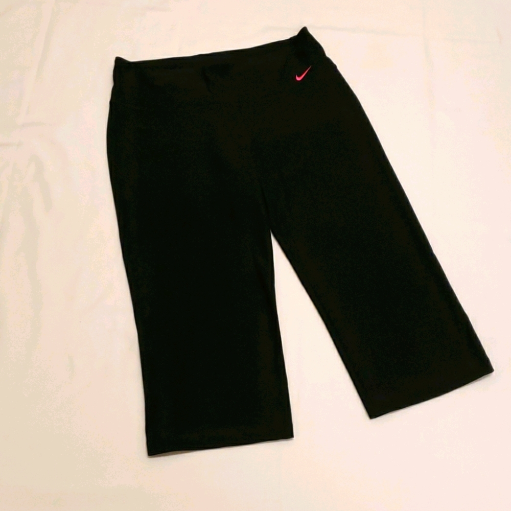 Nike Dri Fit Capri Crop Workout Leggings Black Pink Women's Medium M